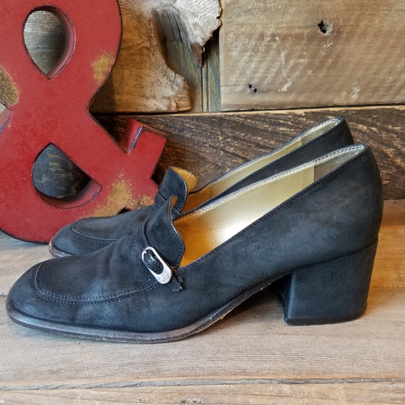 Versace Shoes - Vtg Gianni Versace Black Suede Leather Shoes